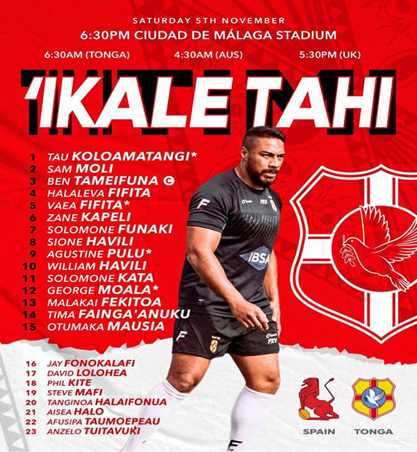 'Ikale Tahi to play Spain Matangi Tonga